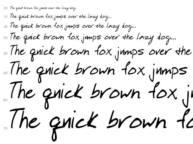 DJB In a Hurry font waterfall
